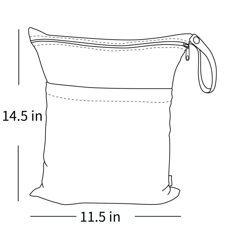 ALVABABY 2pcs Cloth Diaper Wet Dry Bags Waterproof Reusable with Two Zippered Pockets Travel Beach Pool Daycare Soiled Baby Items Yoga Gym Bag for Swimsuits or Wet Clothes L5166 - Image 4